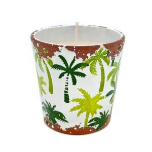Duftkerze Keramiktopf, 10cm, Palmen